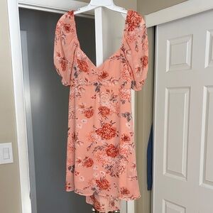 Blue Rain Floral Peach Mini Dress